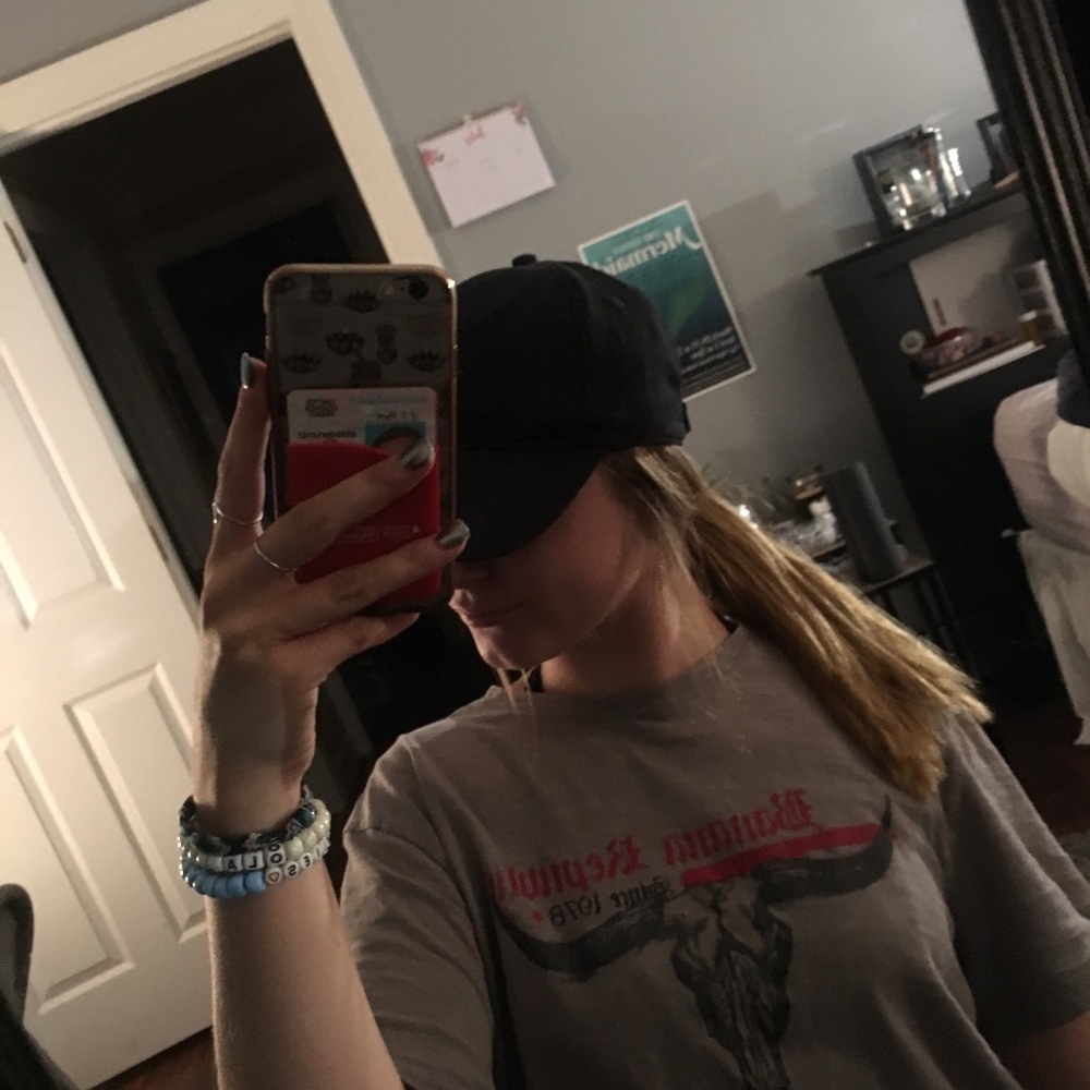 black baseball cap